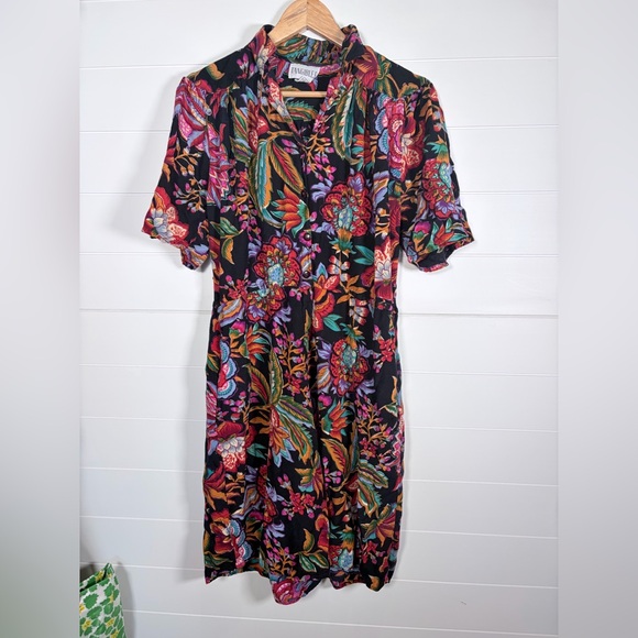 Vintage Tangibles Shorts Romper Tropical Print Beach Summer Large - Picture 2 of 7